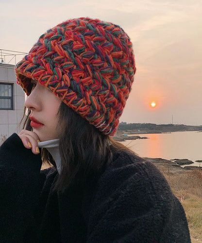 Orange Handmade Knit Bucket Hat