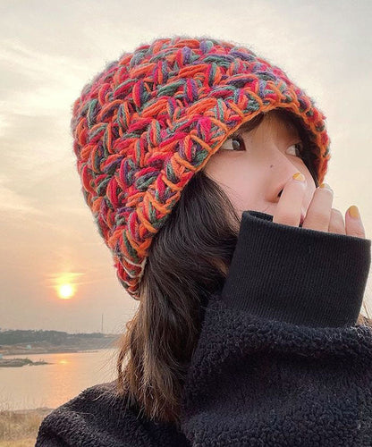 Orange Handmade Knit Bucket Hat