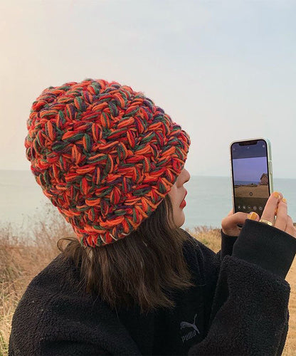 Orange Handmade Knit Bucket Hat