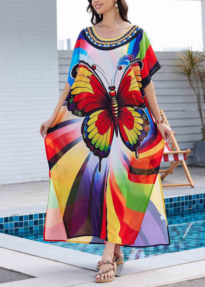Oversized Print Chiffon Vacation Dress Summer