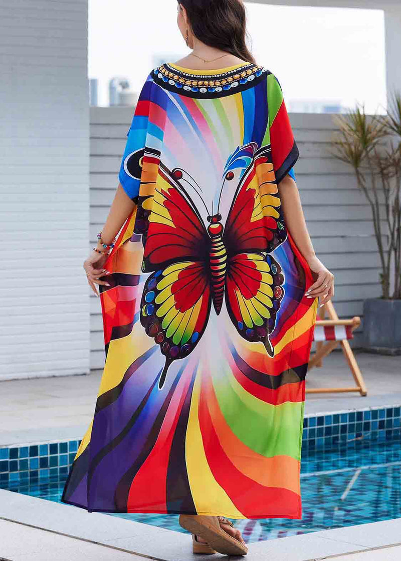 Oversized Print Chiffon Vacation Dress Summer