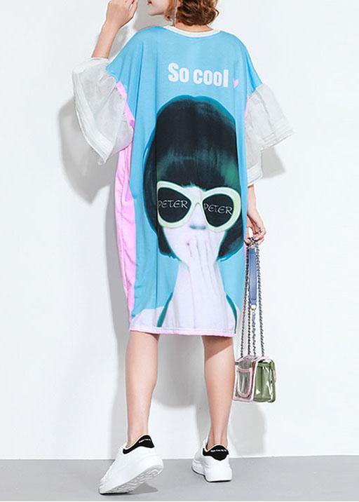Pink Character Pattern Summer Work Dress