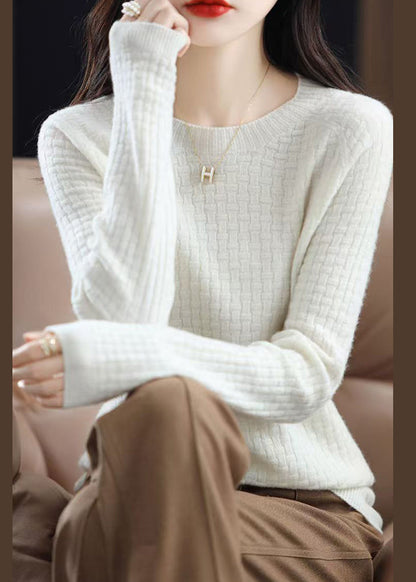 Pink O Neck Cotton Knit Sweaters Fall