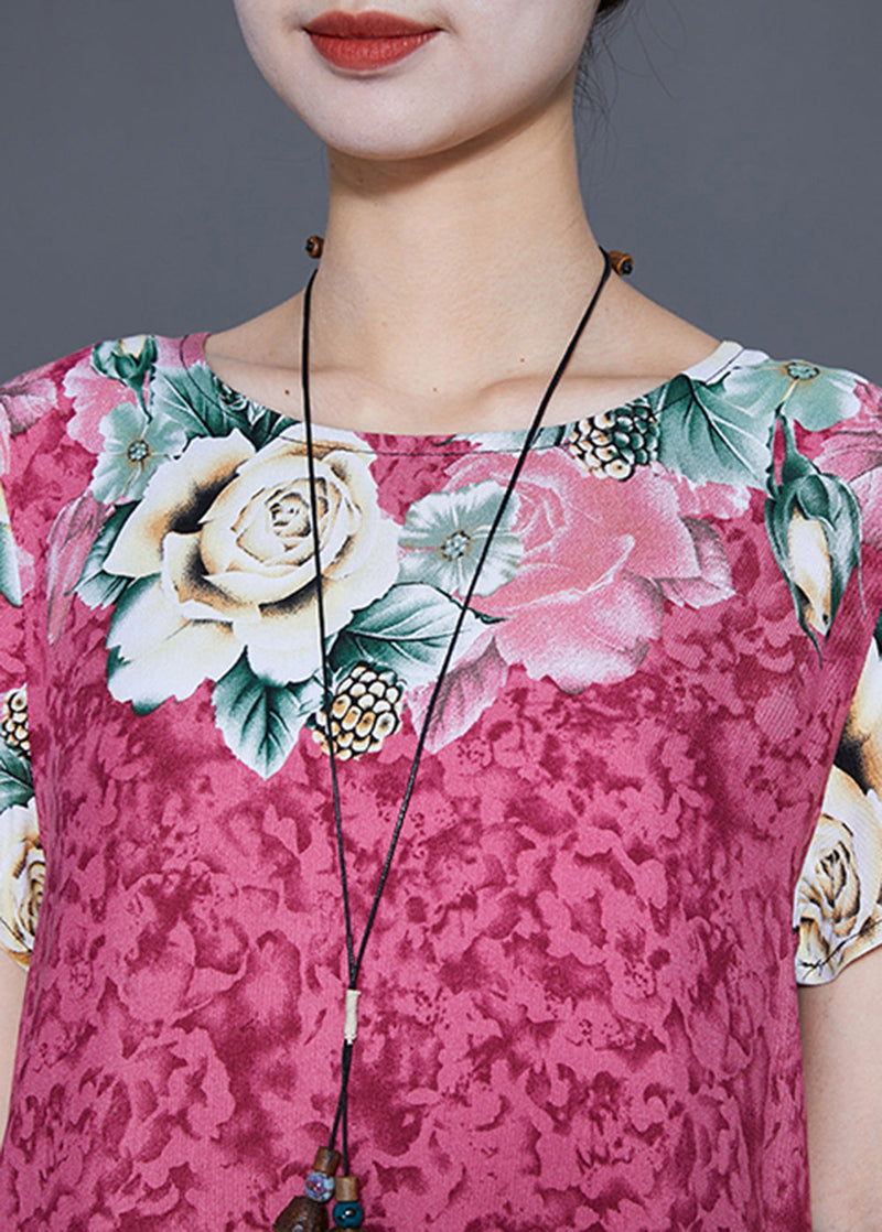Pink Oversized Print Cotton Holiday Dresses Summer