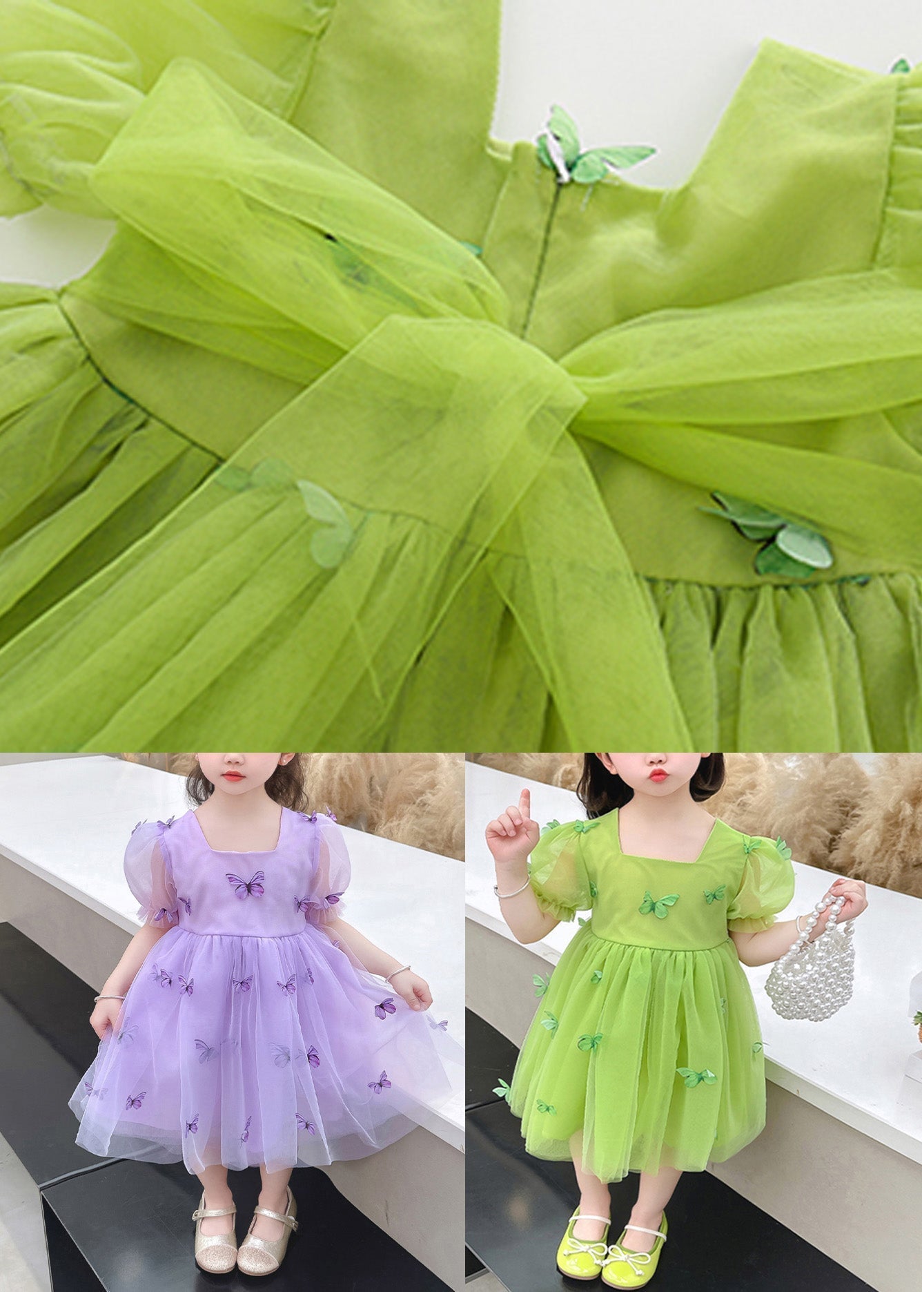 Purple Square Collar Tulle Long Dresses Summer