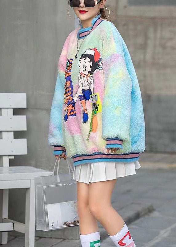 Rainbow Turtleneck Print Fall Character Loose Sweatshirts Top