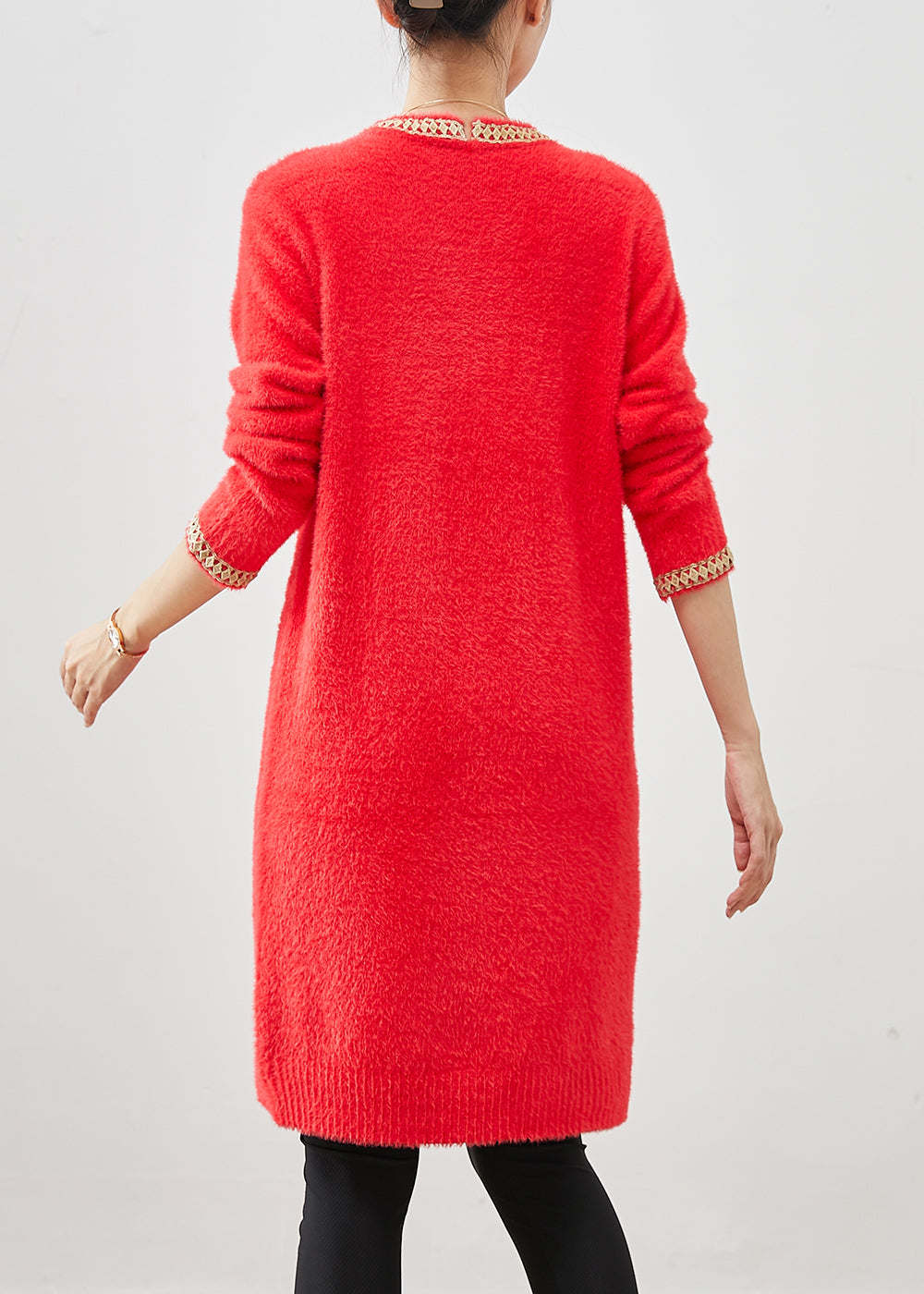 Red Butterfly Knit Sweater Dress Winter