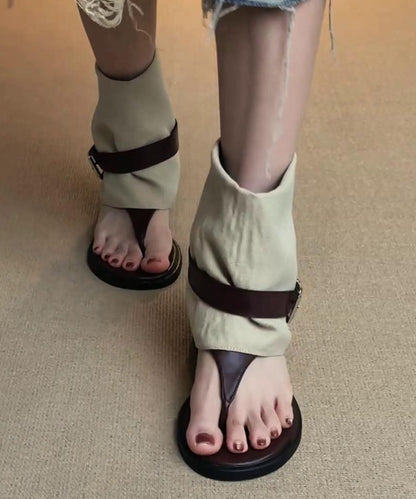 Wedge Flip Flops Boots Brown Sheepskin