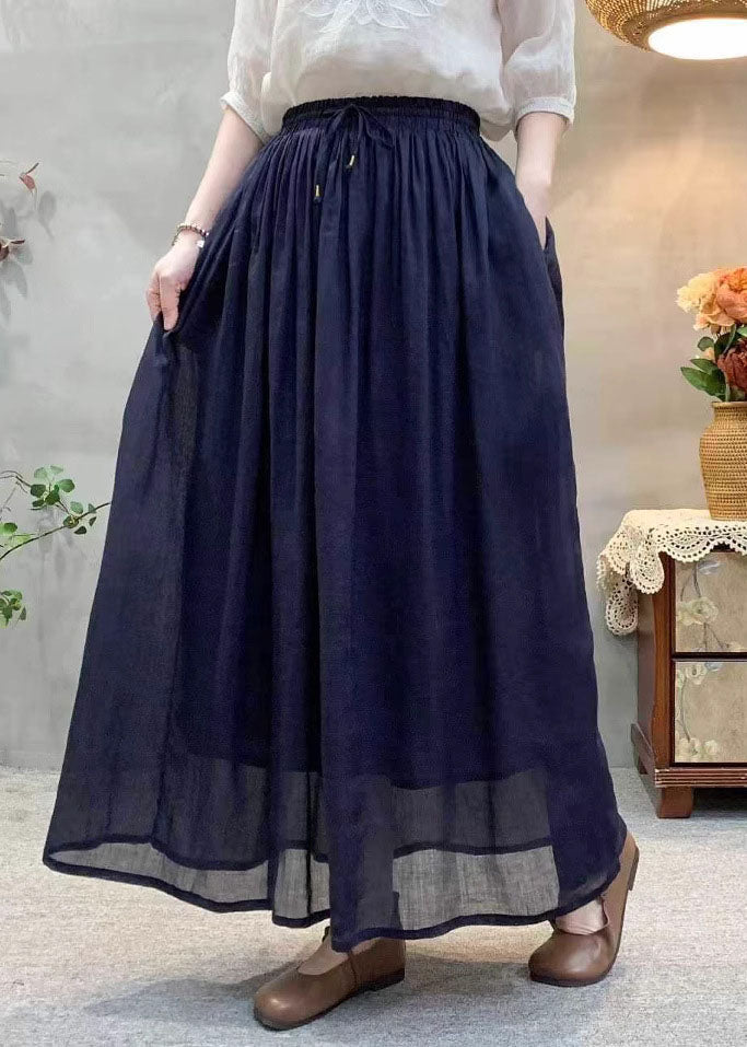 White Elastic Waist Wrinkled Linen Skirts Summer