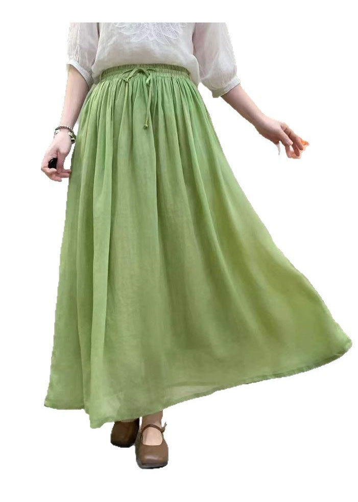 White Elastic Waist Wrinkled Linen Skirts Summer