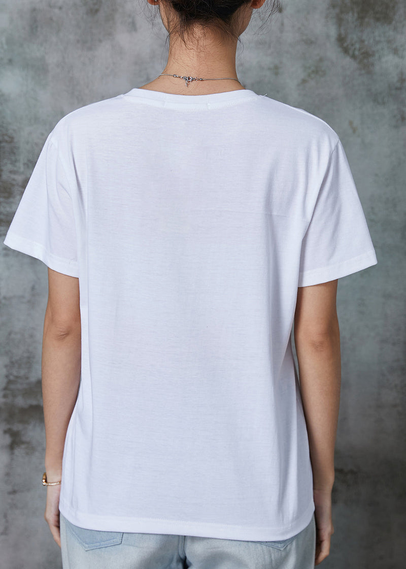 White Embroideried Cotton Top Summer