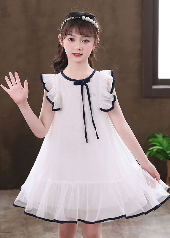 White Puff Sleeve Tulle Baby Dress Summer