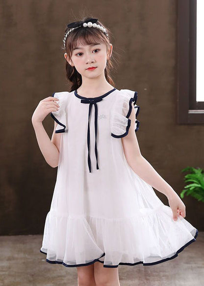 White Puff Sleeve Tulle Baby Dress Summer