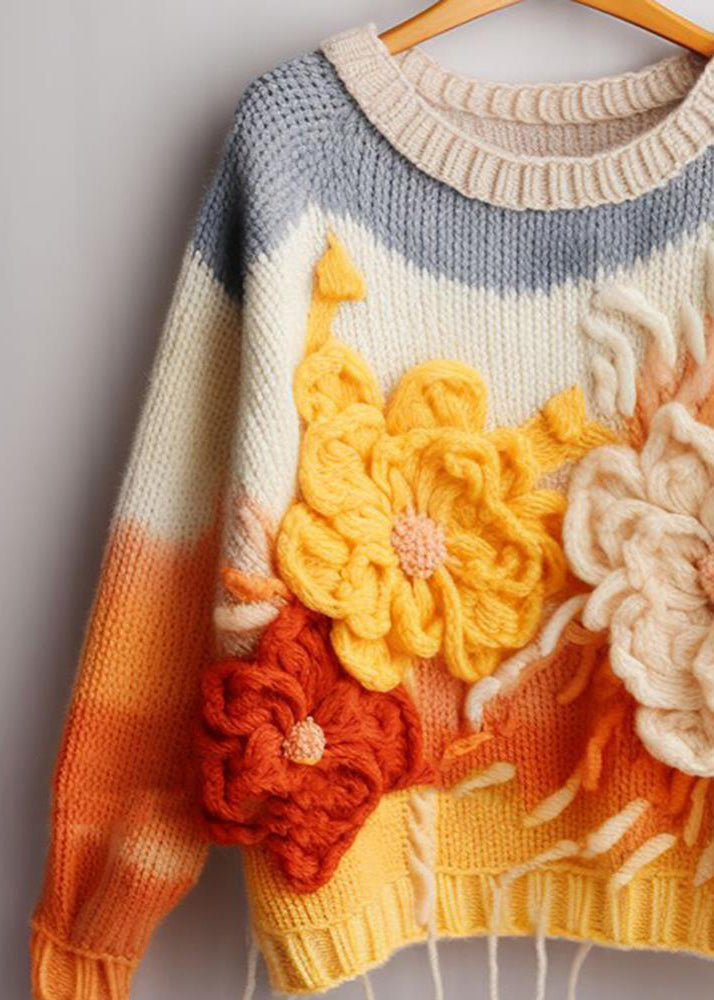 Yellow Cozy Cotton Knit Top Long Sleeve