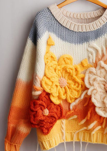 Yellow Cozy Cotton Knit Top Long Sleeve
