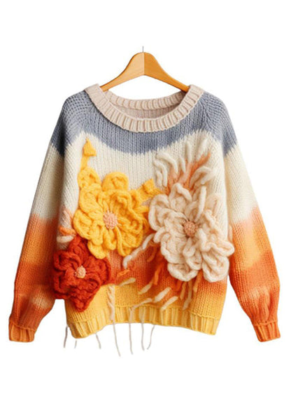 Yellow Cozy Cotton Knit Top Long Sleeve
