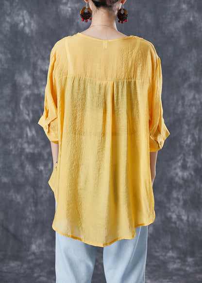 Yellow Oversized Patchwork Rivet Cotton Tank Summer