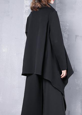 Black Cotton Clothes for Asymmetric Hem Oversized High Neck Tops