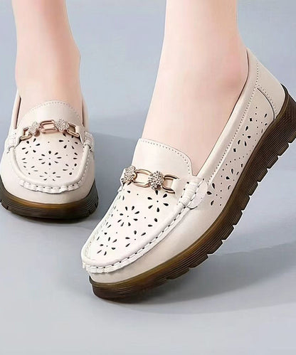 Beige Flat Shoes Hollow Out Flat Shoes for