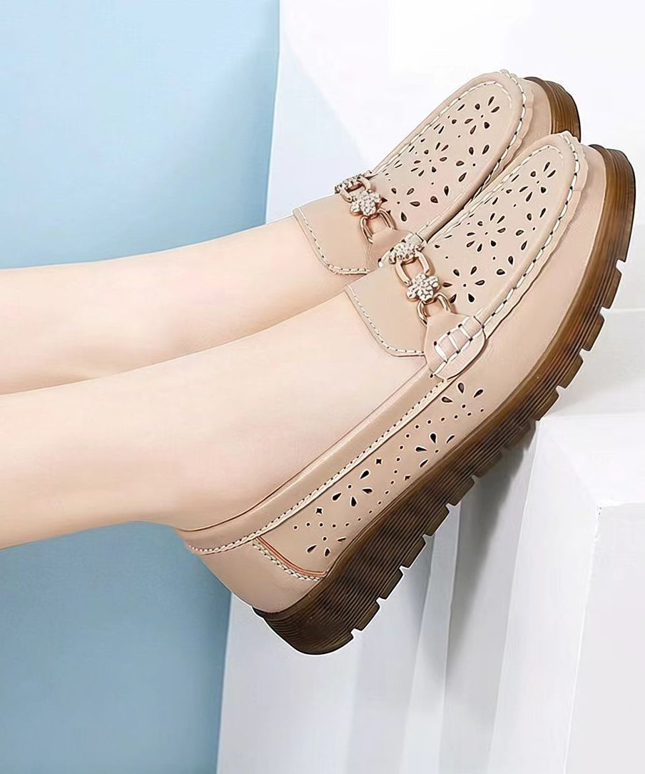 Beige Flat Shoes Hollow Out Flat Shoes for