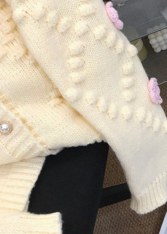 Beige Patchwork Knit Cardigans O Neck Button Fall