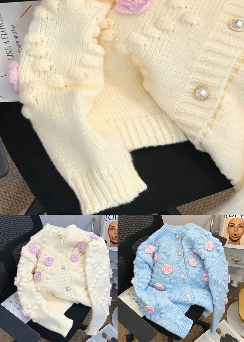 Beige Patchwork Knit Cardigans O Neck Button Fall