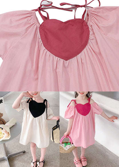 Beige Love Patchwork Cotton Slip Mid Dress Summer