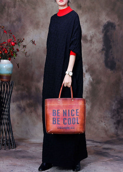 Black Bat Wing Sleeve Knit Long Sweater Winter