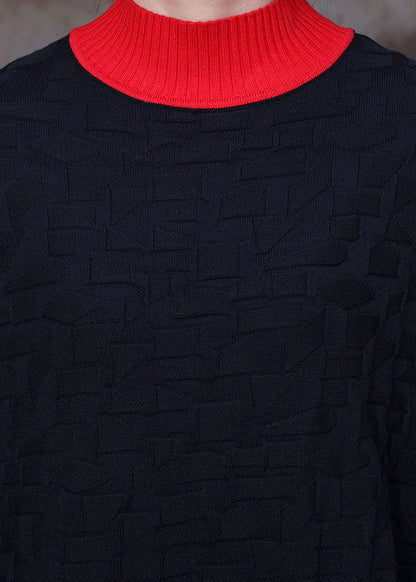 Black Bat Wing Sleeve Knit Long Sweater Winter