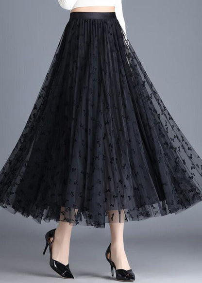 Black Butterfly Tulle a Line Skirts Wear on Both Sides Spring