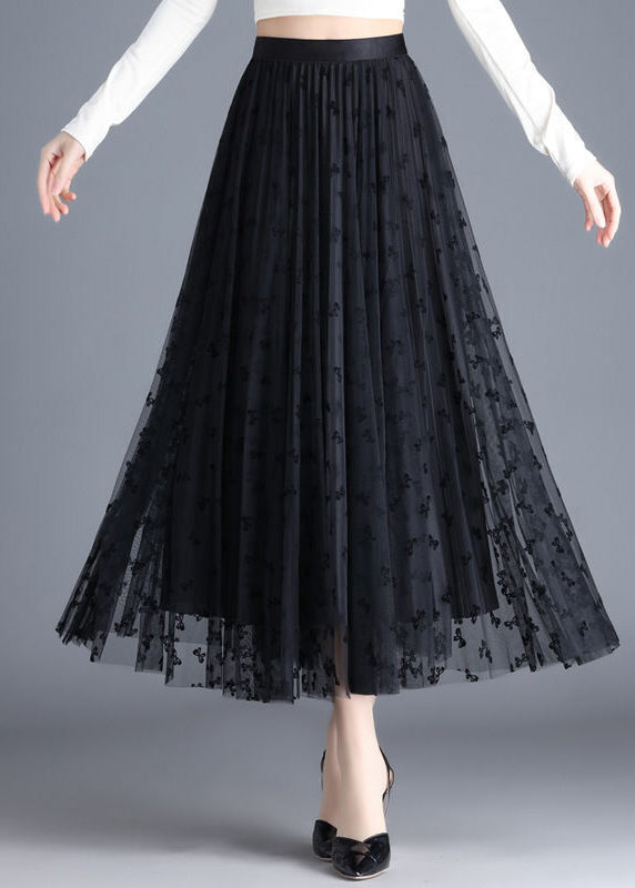 Black Butterfly Tulle a Line Skirts Wear on Both Sides Spring