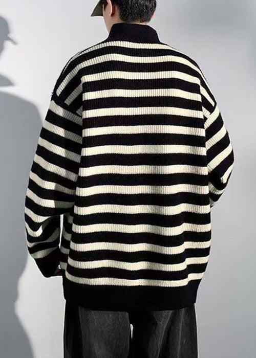 Black Button Knit Sweaters Turtleneck Winter