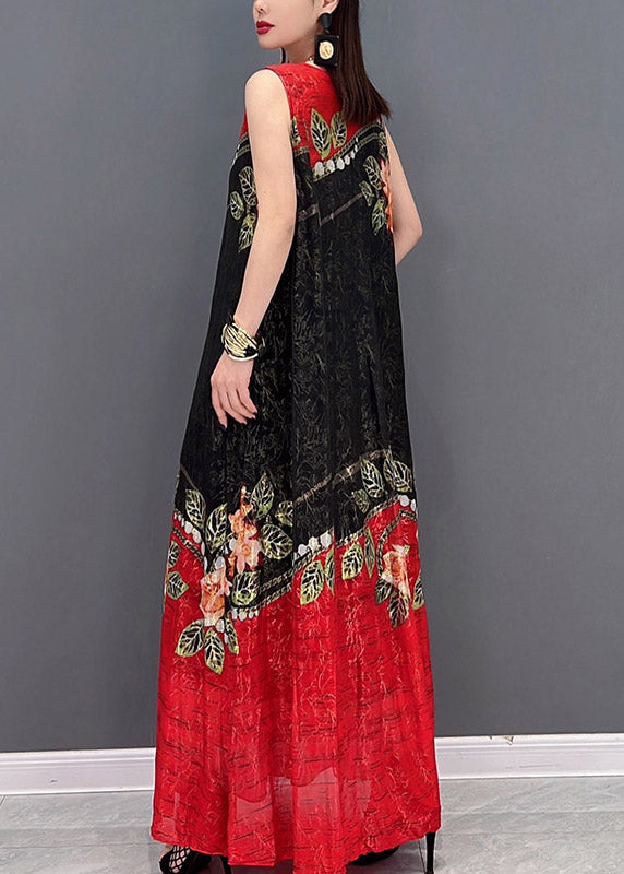 Black Chiffon Holiday a Line Dress Tie Waist Sleeveless
