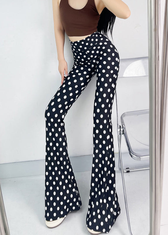 Black Dot Bell-bottom Trousers Tummy Control Fall