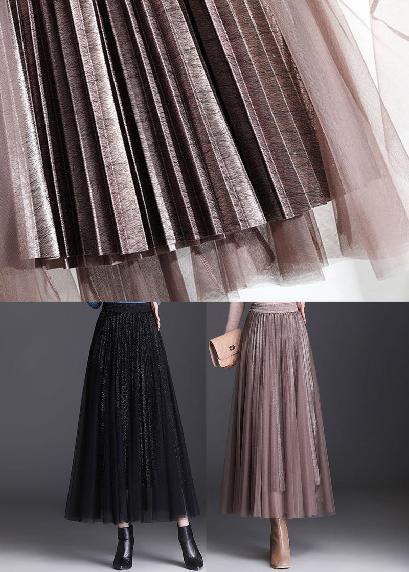 Black Elastic Waist Tulle a Line Skirts Spring