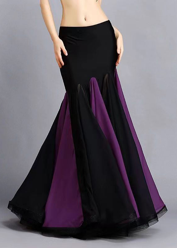 Black Patchwork Fish Tail Skirts Exra Large Hem Spring