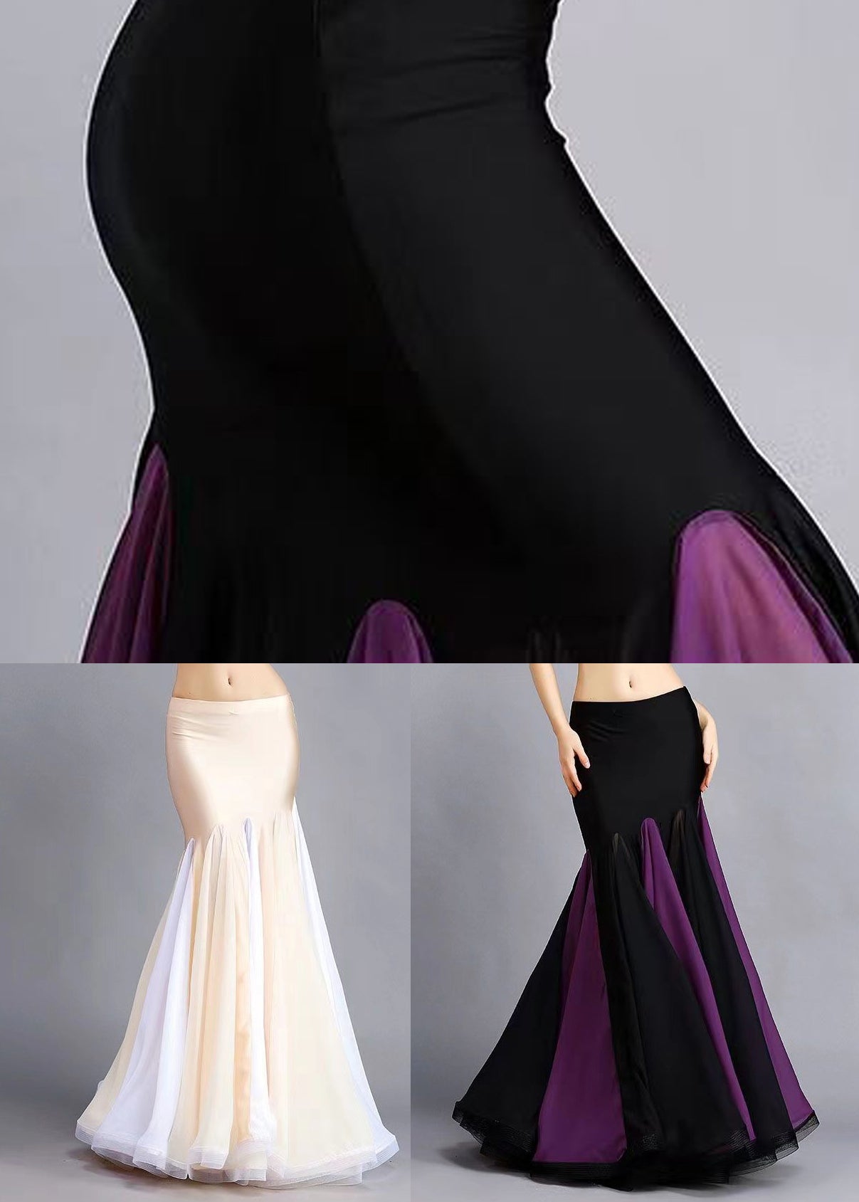 Black Patchwork Fish Tail Skirts Exra Large Hem Spring