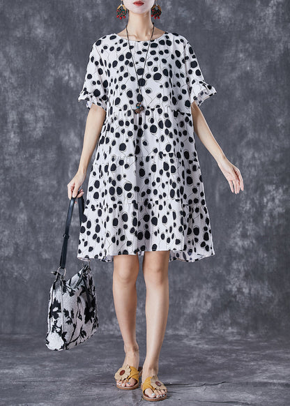 Black Print Chiffon Holiday Dresses O-neck Short Sleeve