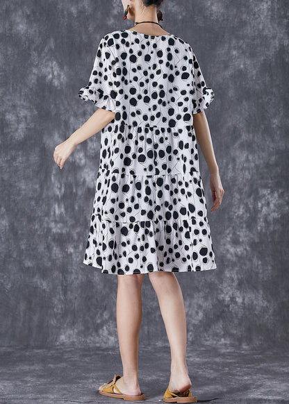 Black Print Chiffon Holiday Dresses O-neck Short Sleeve