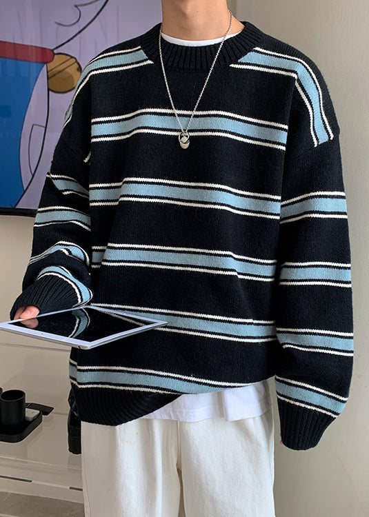 Black Thick Loose Knit Winter Sweaters O Neck