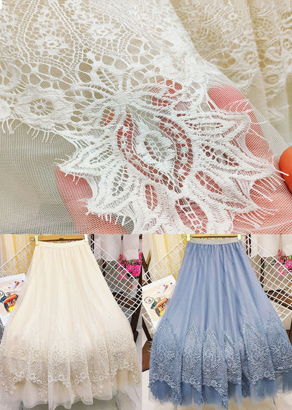 Apricot Asymmetrical Patchwork Lace Tulle Skirt Summer