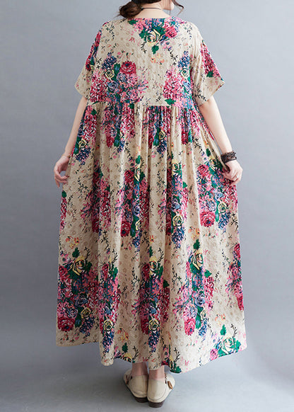 Apricot Oversized Exra Large Hem Cotton Holiday Dress Summer