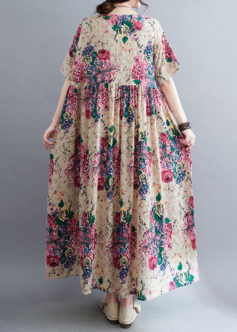 Apricot Oversized Exra Large Hem Cotton Holiday Dress Summer