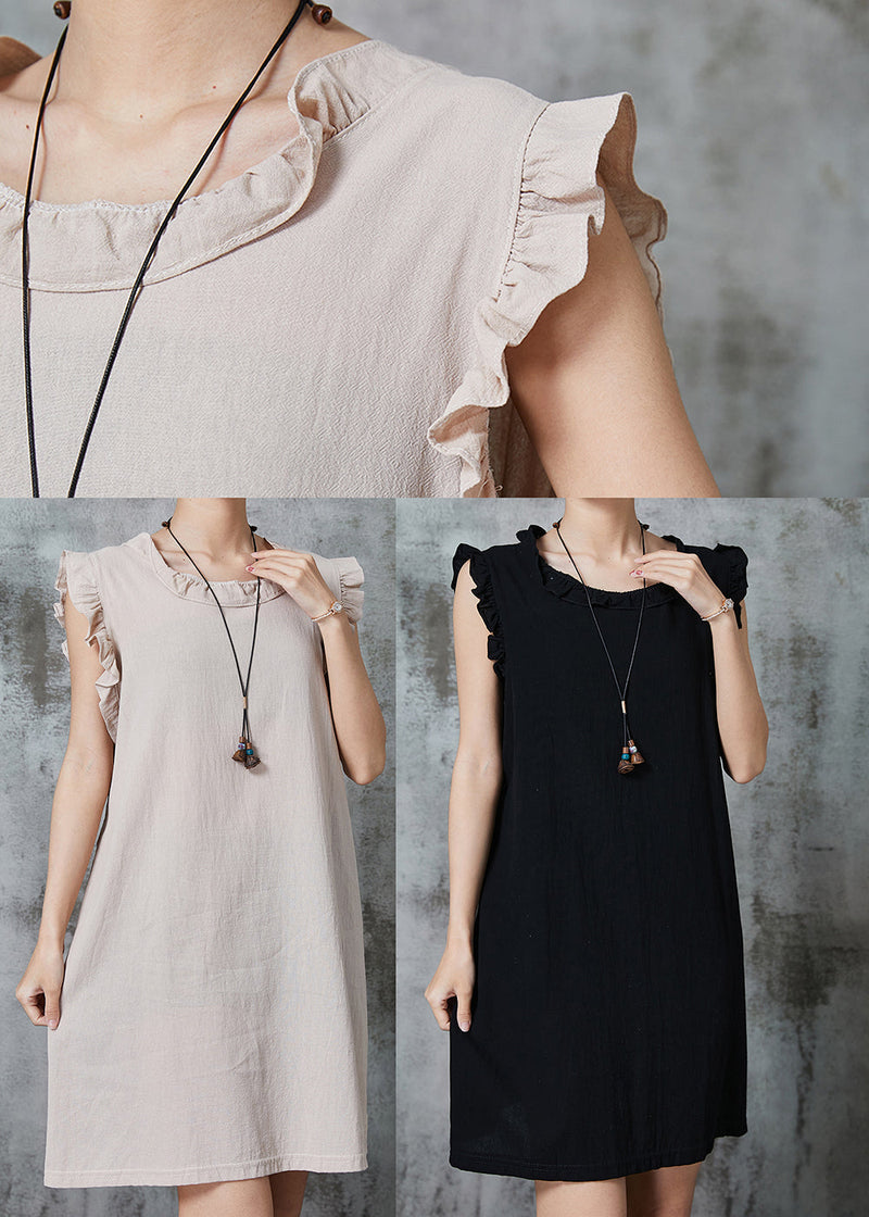 Apricot Tie Waist Cotton Mini Dress Summer