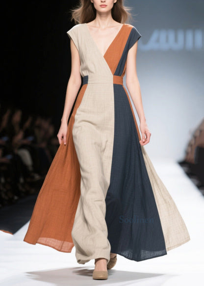 Asymmetrical Patchwork Exra Large Hem Cotton Dress Summer