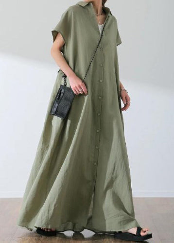 Beige Oversized Cotton Shirt Dress Summer