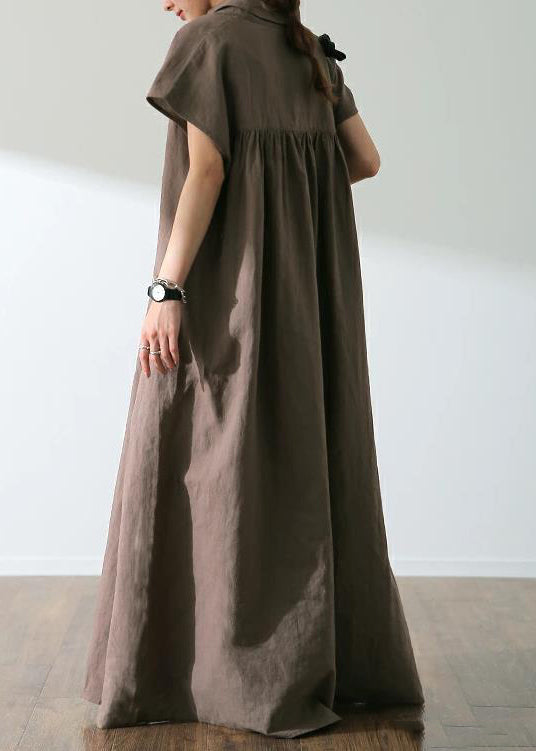 Beige Oversized Cotton Shirt Dress Summer