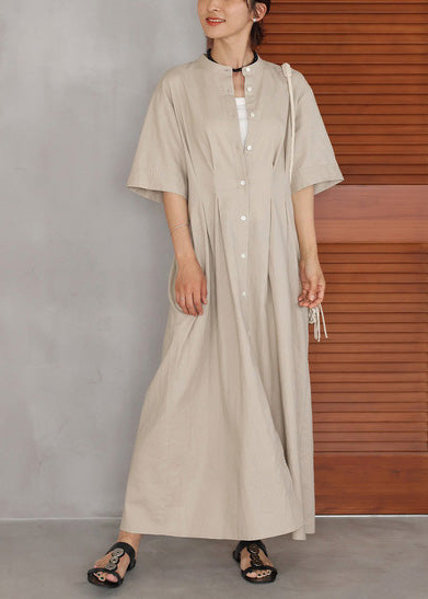 Beige Oversized Linen Holiday Dress Summer