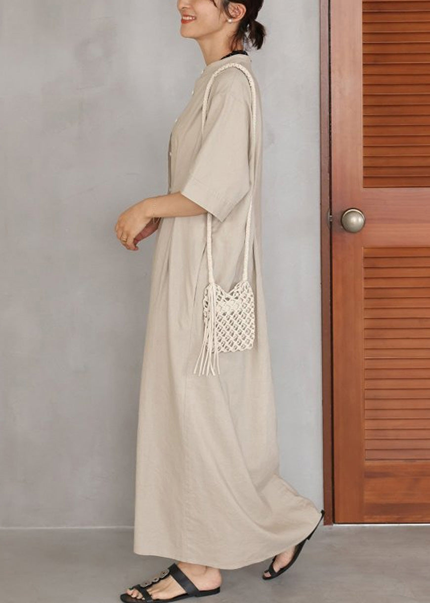 Beige Oversized Linen Holiday Dress Summer