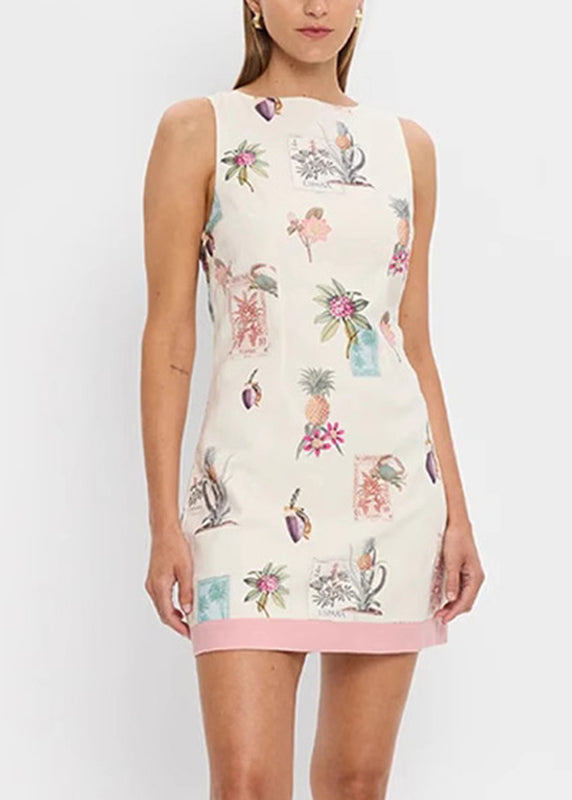 Beige Slash Neck Patchwork Mid Dresses Summer